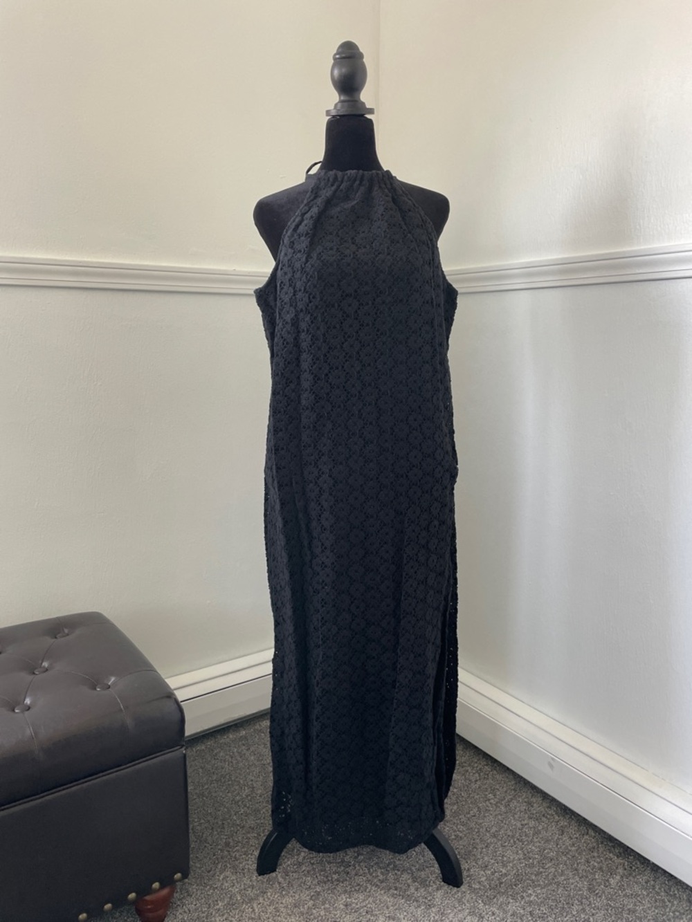 a new day Black Halter Lace Maxi Dress